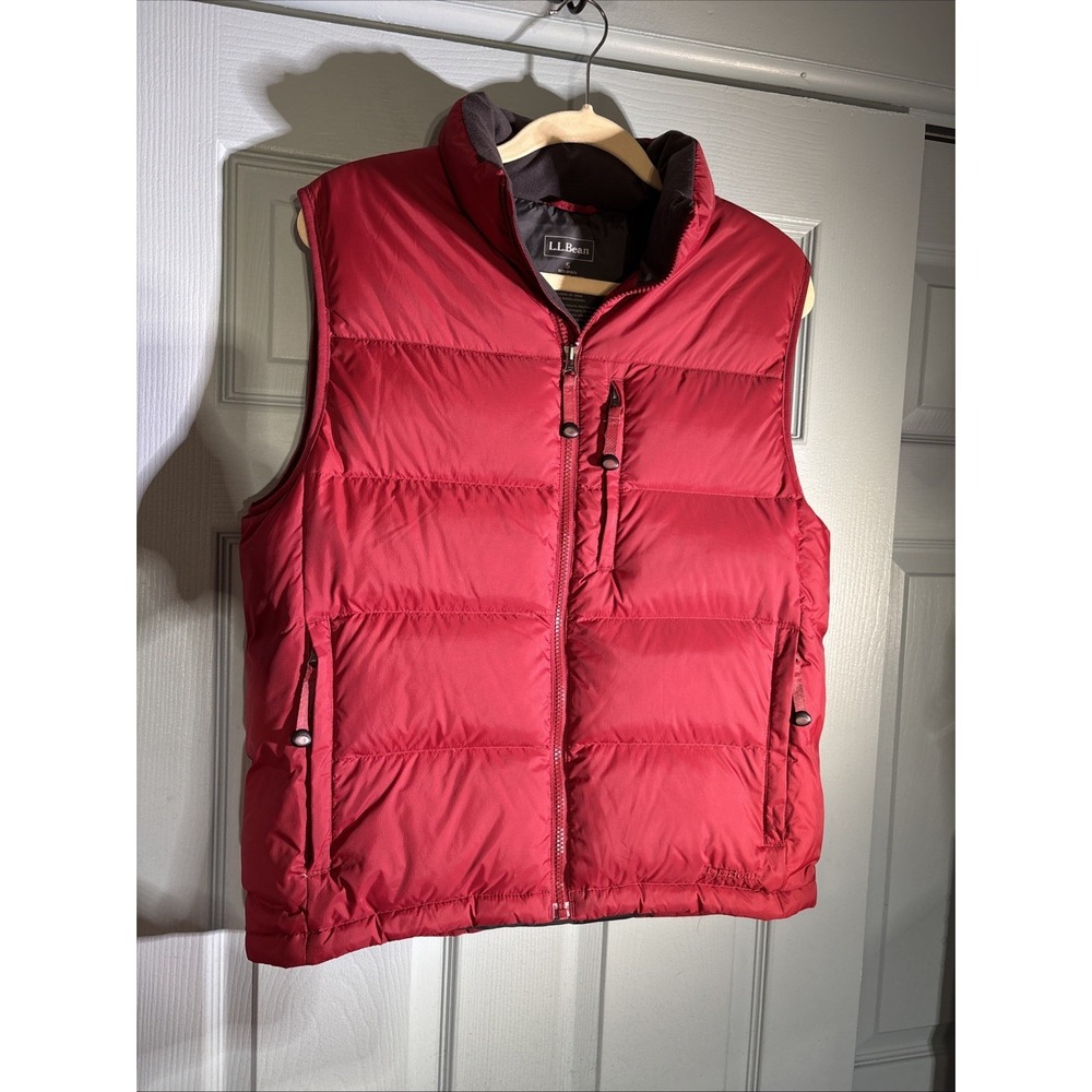 L.L.Bean Goose Down insulated Puffer Vest Men's Small Red Full Zip Outdoor